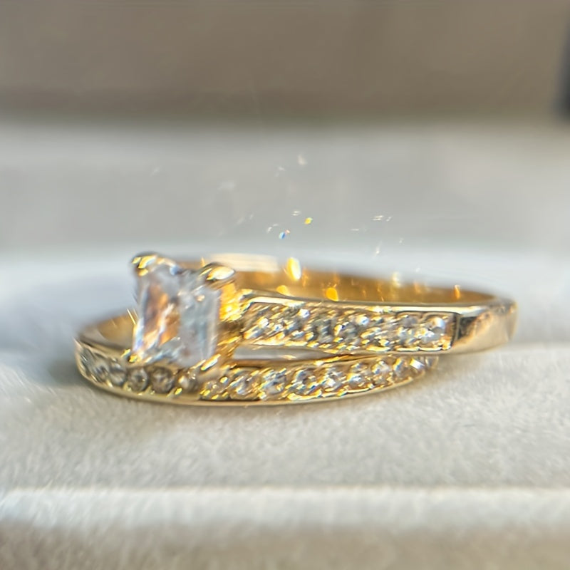 Zircon Engagement Rings Set Women Wedding Mens Ring
