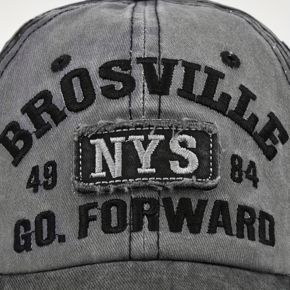 NYS Embroidery Baseball Cap Washed Distressed Sunscreen Sports Hat