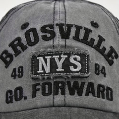 NYS Embroidery Baseball Cap Washed Distressed Sunscreen Sports Hat