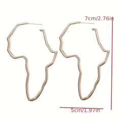 Hollow African Map Dangle Earrings Ethnic Hip Hop Style Jewelry