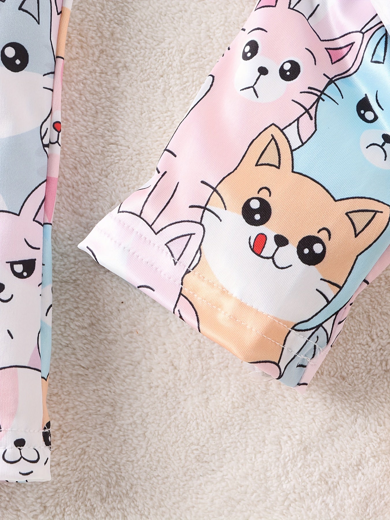 Girl's Cat Print Pants Child's Cozy Trousers