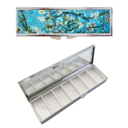 7 Compartment Metal Pill Organizer, Daily Vitamin Storage Case for Travel