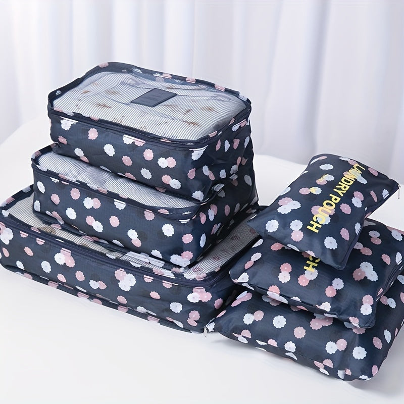 6pcs Portable Storage Bags Waterproof Clothes Organizer & Cosmetic Toiletry Bags