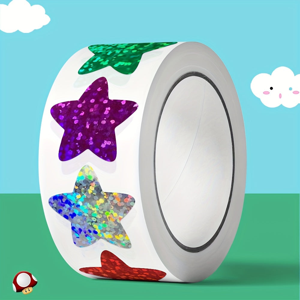 500 Colorful Star Stickers Roll, Self-Adhesive Seal Decorative Stickers