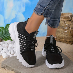 Women's Breathable Athletic Sneakers, Lace up Mesh, Running & Casual Wear