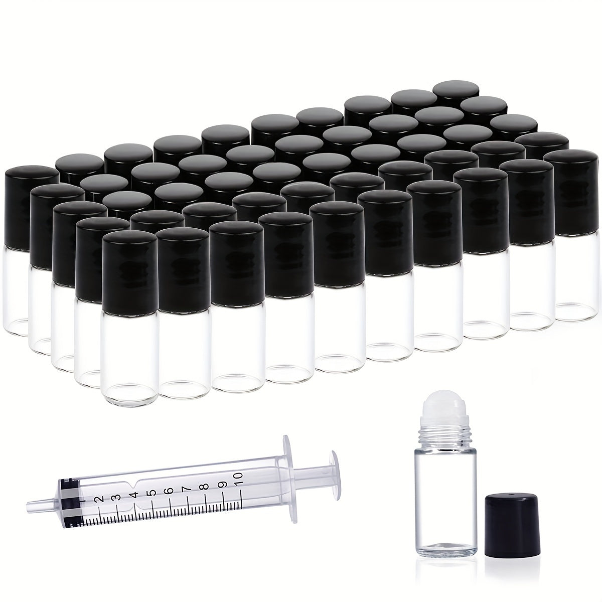 10pcs Clear Glass Mini Roll on Bottles Essential Roller Ball Bottles