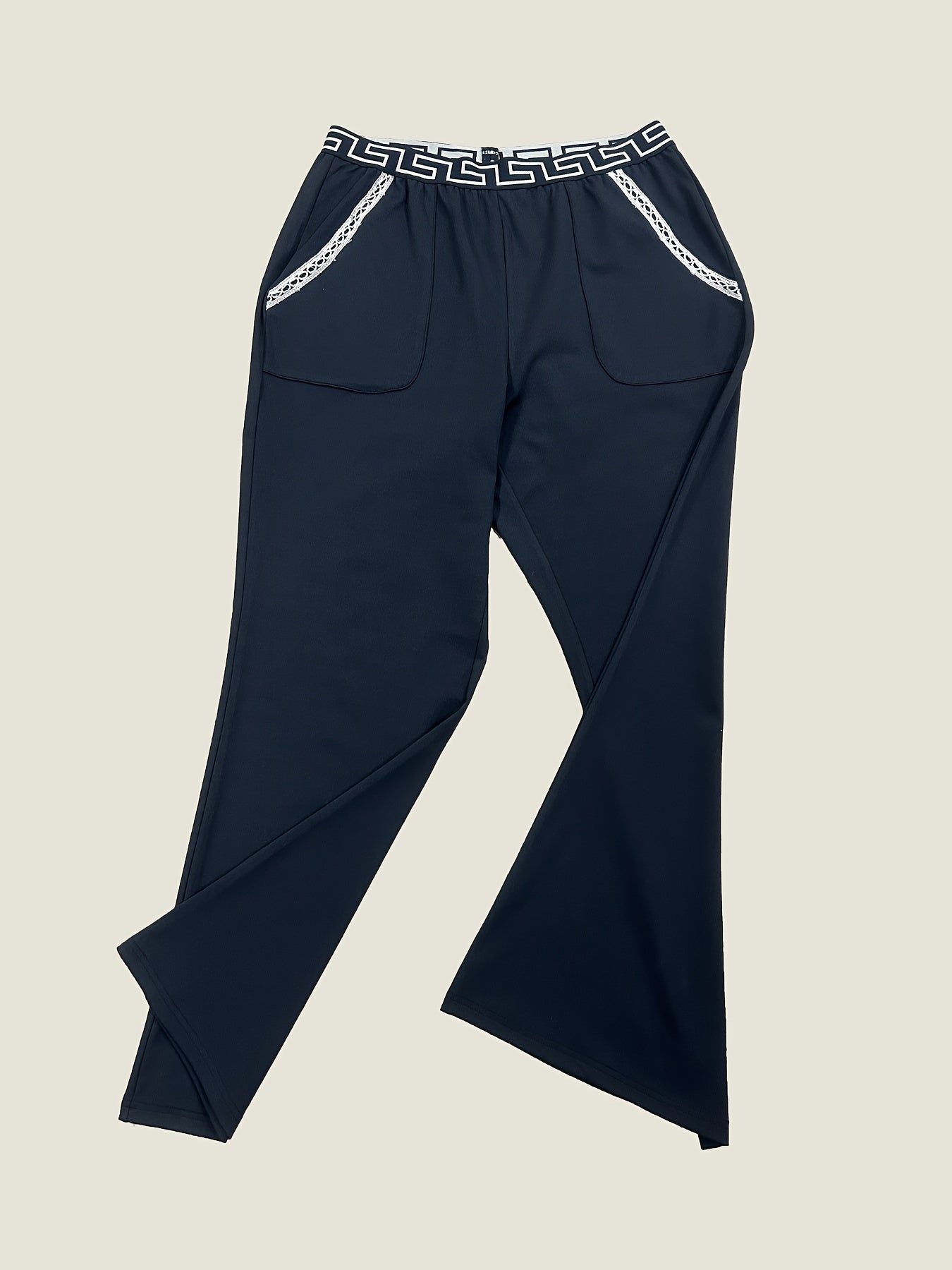  Colorblock Geometric Print Wide Leg Pants