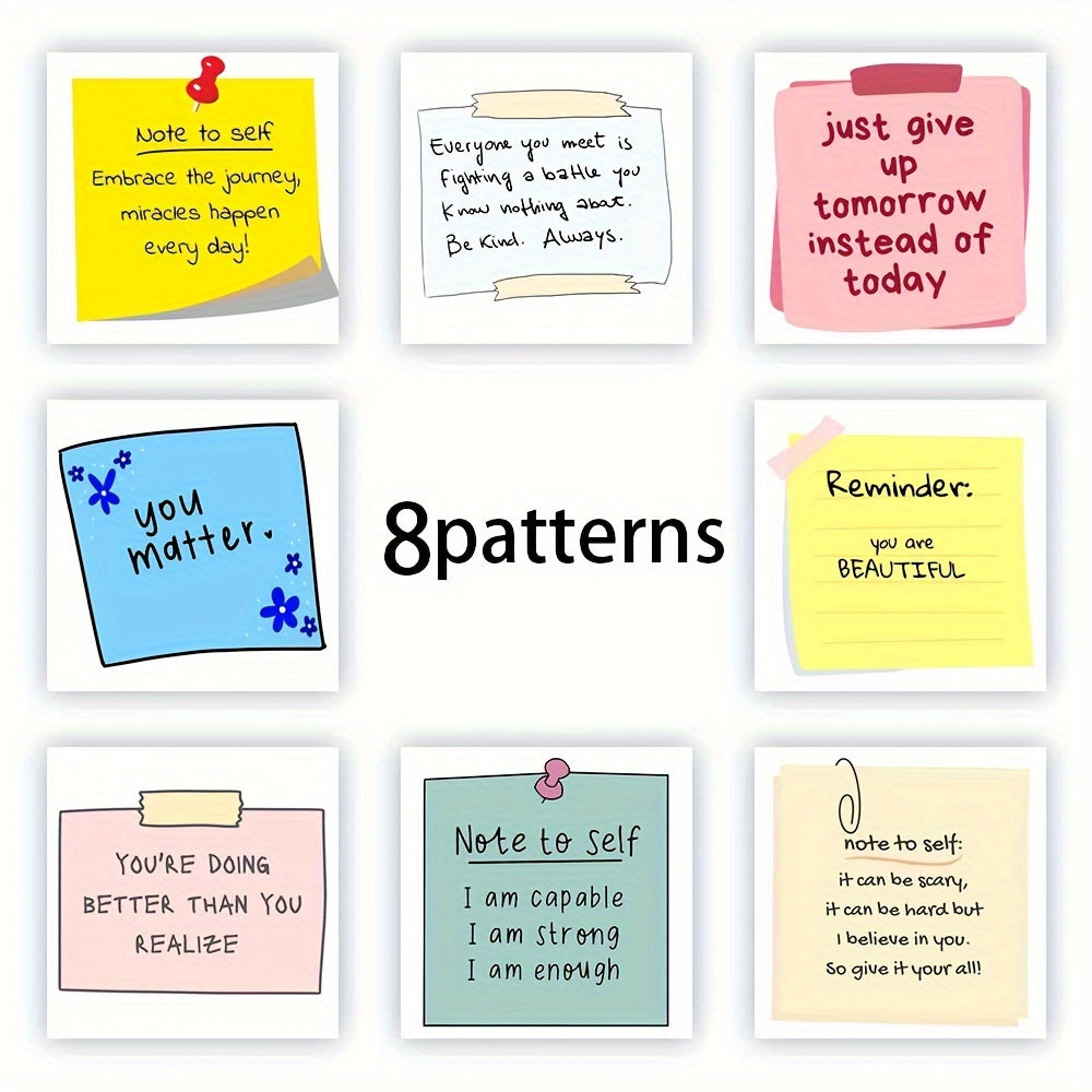 500pcs Inspirational Quote Sticky Notes 8 Styles Self Adhesive Square Stickers