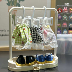 Doll House Mini Hanger Set with Hooks - Clothes & Shoe Rack for Dolls