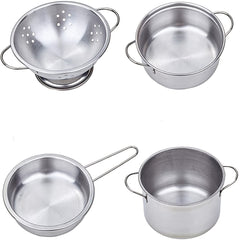 Stainless Steel 12pcs Mini Kitchen Toy Set for Pretend Cooking and Baking