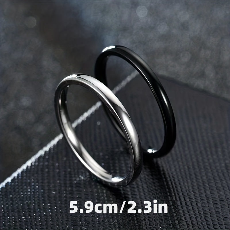 2 Stylish 2mm Stainless Steel Rings for Men and Women