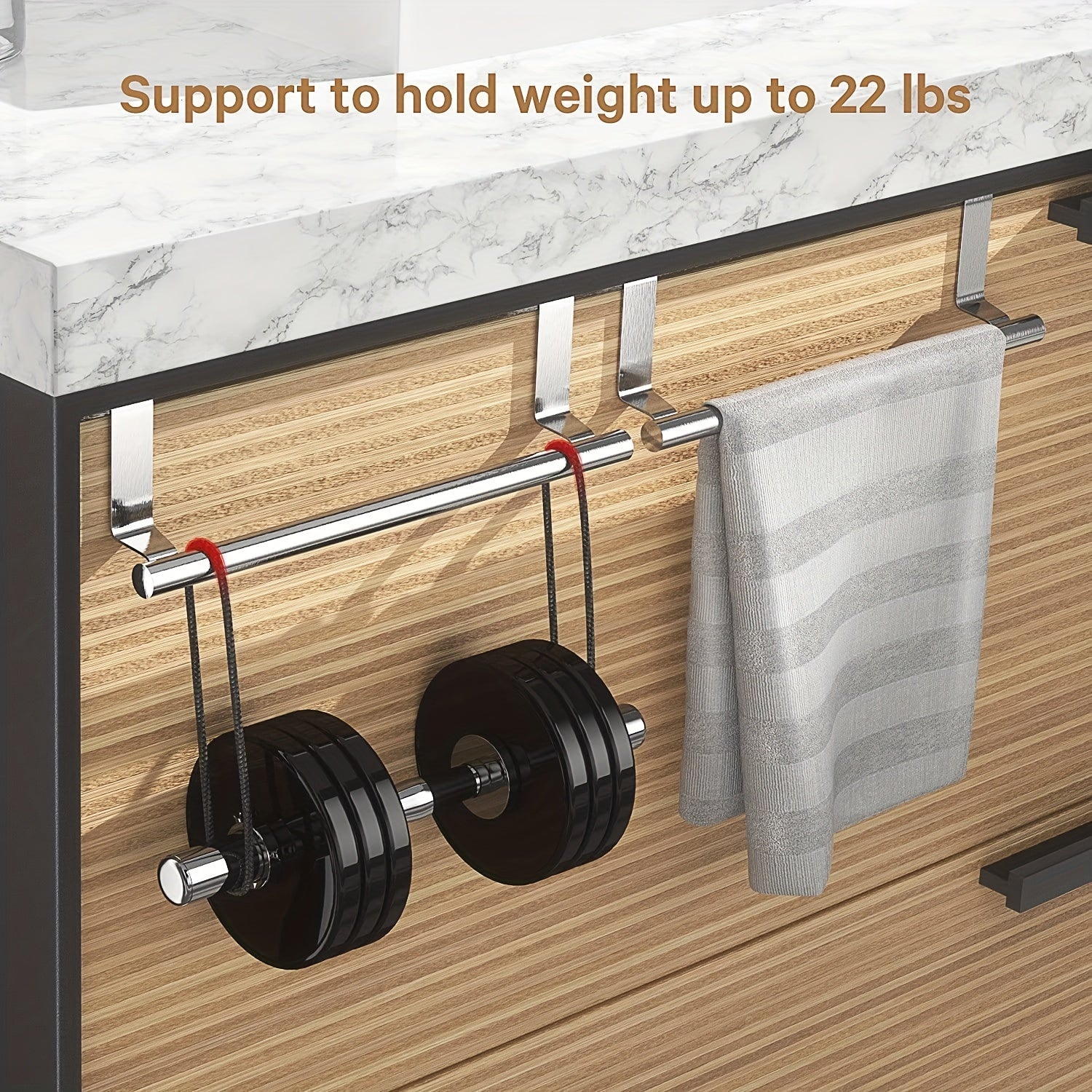 Stainless Steel Over the Door Towel Rack Storage for Bathroom