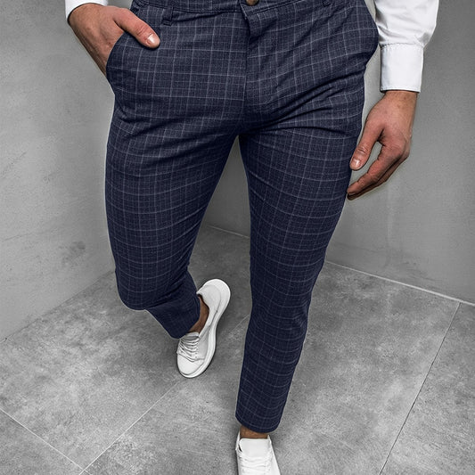 Men's Slim Fit Plaid Stretch Dress Pants