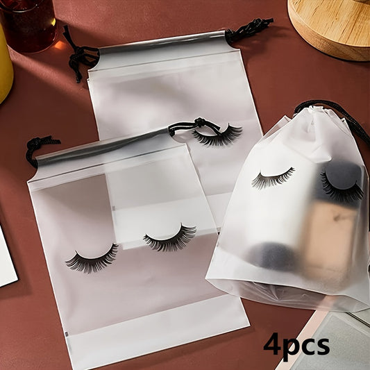 4pcs Eyelash Storage Drawstring Bag Small Cosmetic Packaging Bag