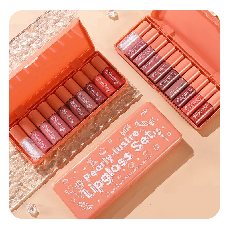 10 Orange Water Light Lip Glaze Set for Women