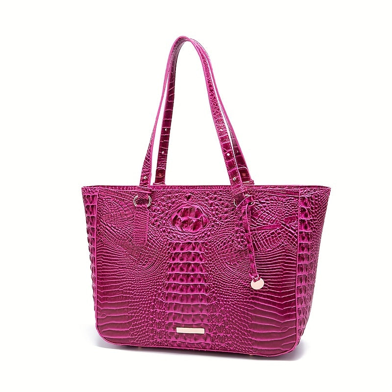 Crocodile Pattern Tote Bag Leather Shoulder Bag Satchel Purse