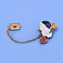Preppy Cat Envelope Brooch Men's Accessory