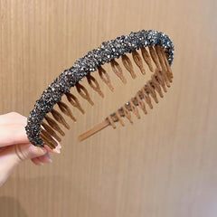 Rhinestone Wave Hair Hoop Crystal Hairband Non slip Hair Accessory