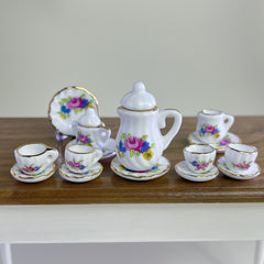 Mini Ceramic Tea Set Dollhouse Accessory Retro Model Decoration
