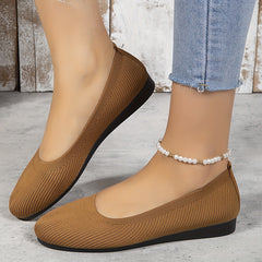 Women's Minimalist Knit Flat Shoes Slip On Low Elastic Ballet Shoes