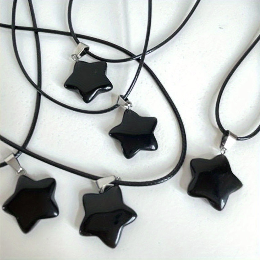 Hexagon Rose Quartz Pendant Necklace Opal Star Jewelry Gift