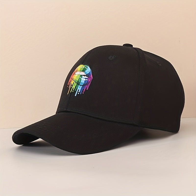 Rainbow Lip Print Baseball Cap LGBT Solid Casual Dad Hats Gay Pride