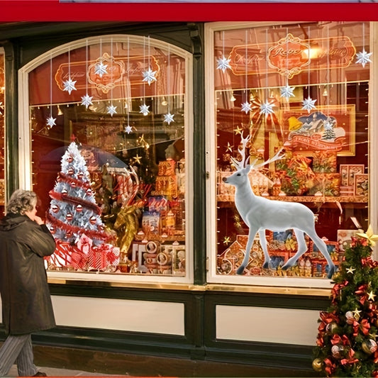 Christmas Window Clings Stickers Elk Snowflake Xmas Window Decals DIY Decor