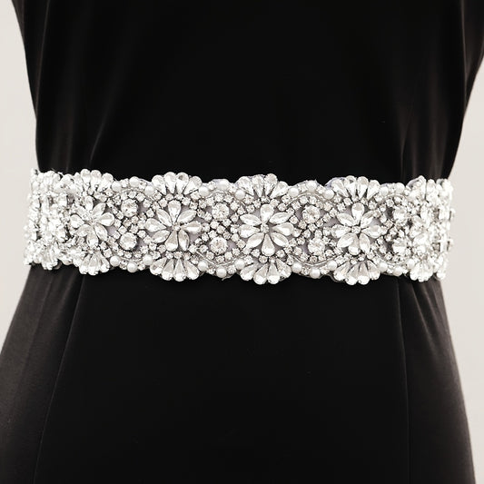 Rhinestone Flower Bridal Belt Wedding Dress Waist Chain Sash