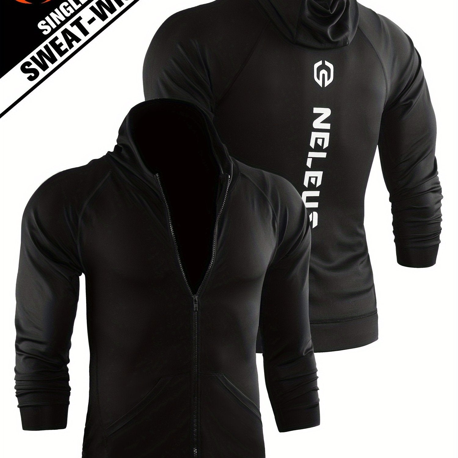Men's Compression Zip Up Hoodie Sweat Absorbing Long Sleeve Tops