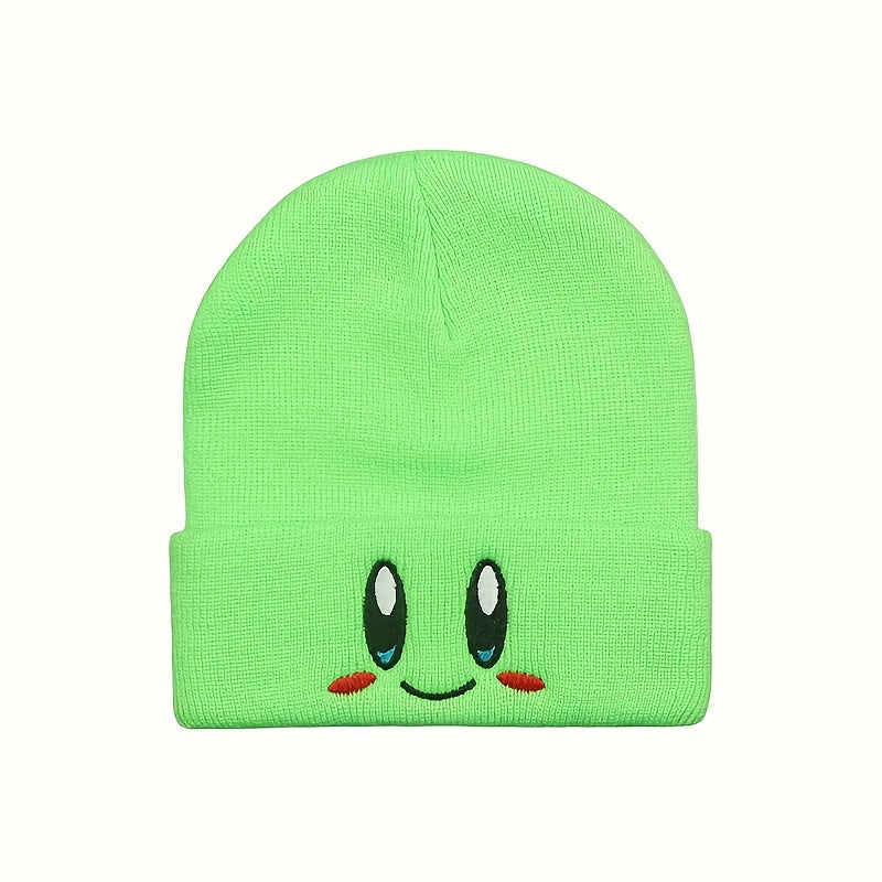 Smiling Face Eyes Embroidery Woolen Hat for Men