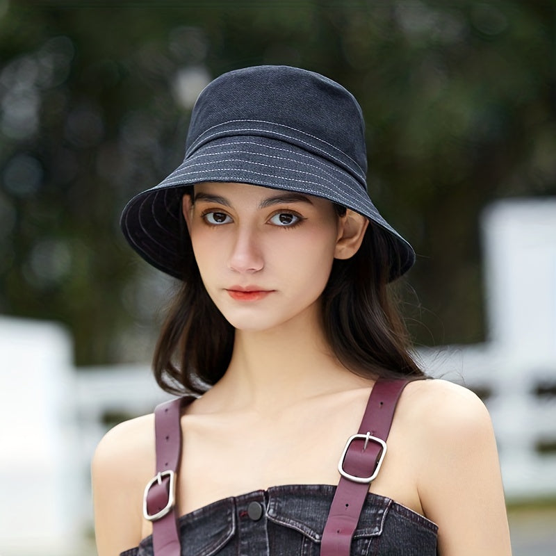 Stripe Jacquard Bucket Hat Sunscreen Summer Sun Hat Women's Casual Cloche Hats