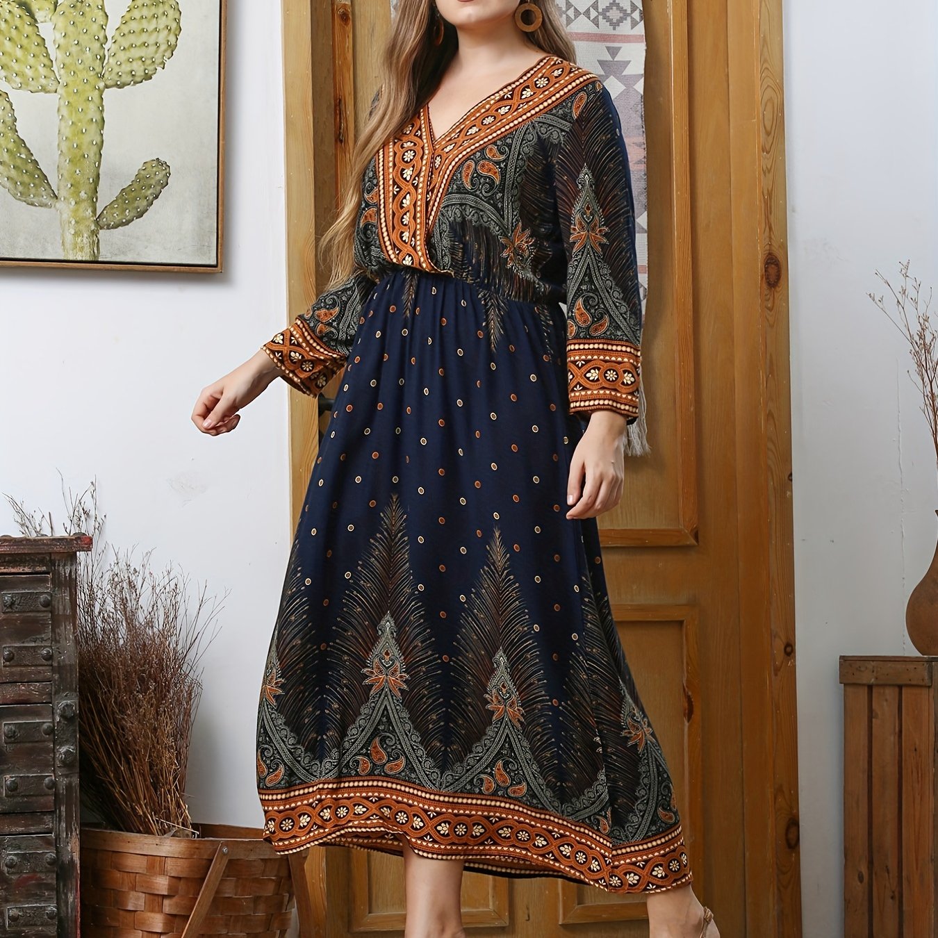  Tribal & Paisley Print Maxi Dress