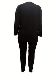  Cross Letter Print V Neck Tee & Pants Set