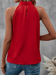 Solid Tie Neck Halter Top Casual Sleeveless Top