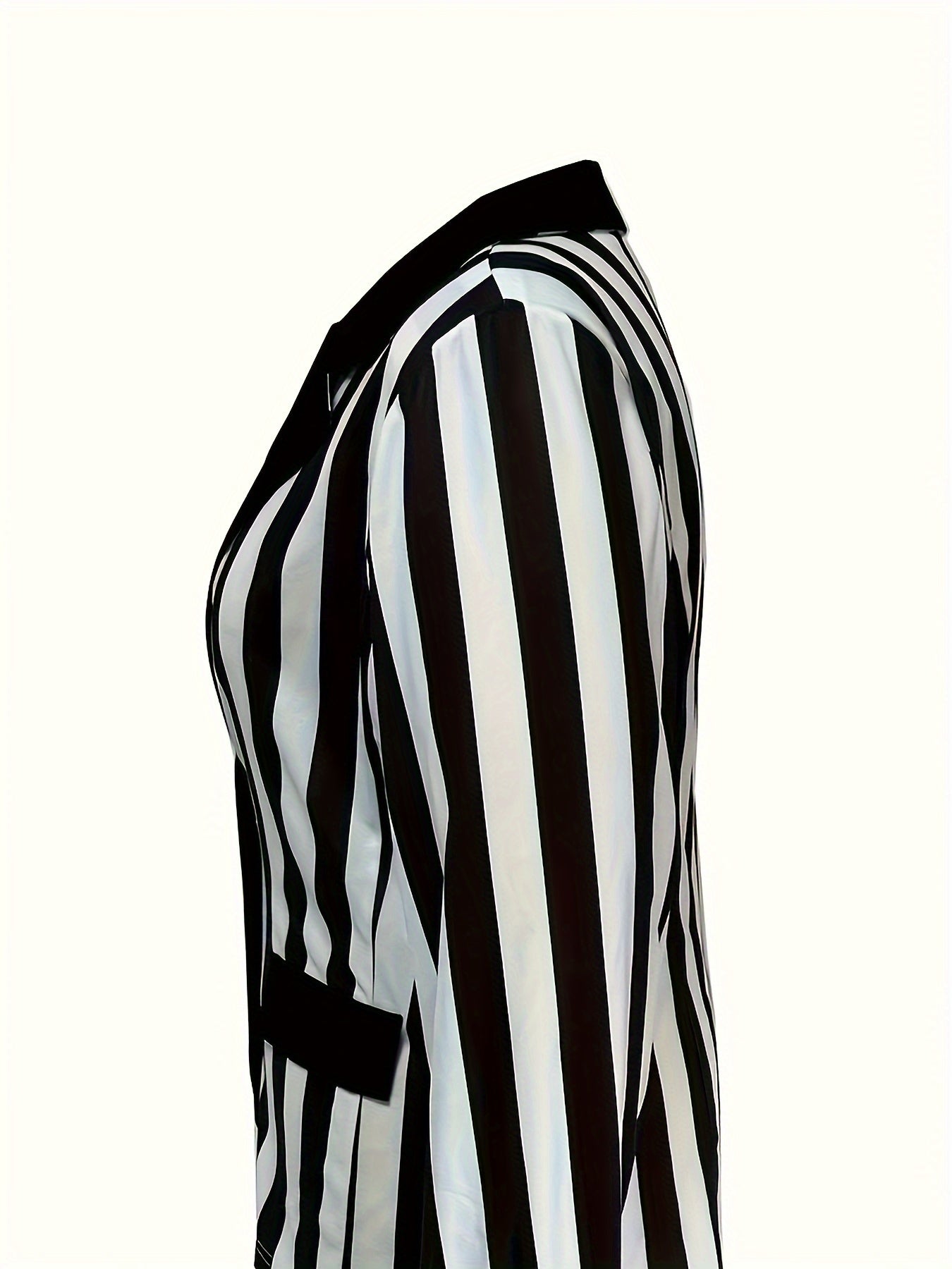  Stripe Print Long Sleeve Lapel Collar Blazer