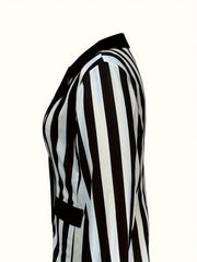  Stripe Print Long Sleeve Lapel Collar Blazer