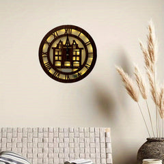 LED Clock Lamp House Shape Model Retro Wooden Decoration
