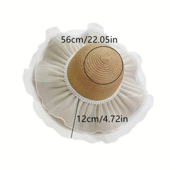Ruffles Wide Brim Sun Hat Lace Straw Floppy Hat