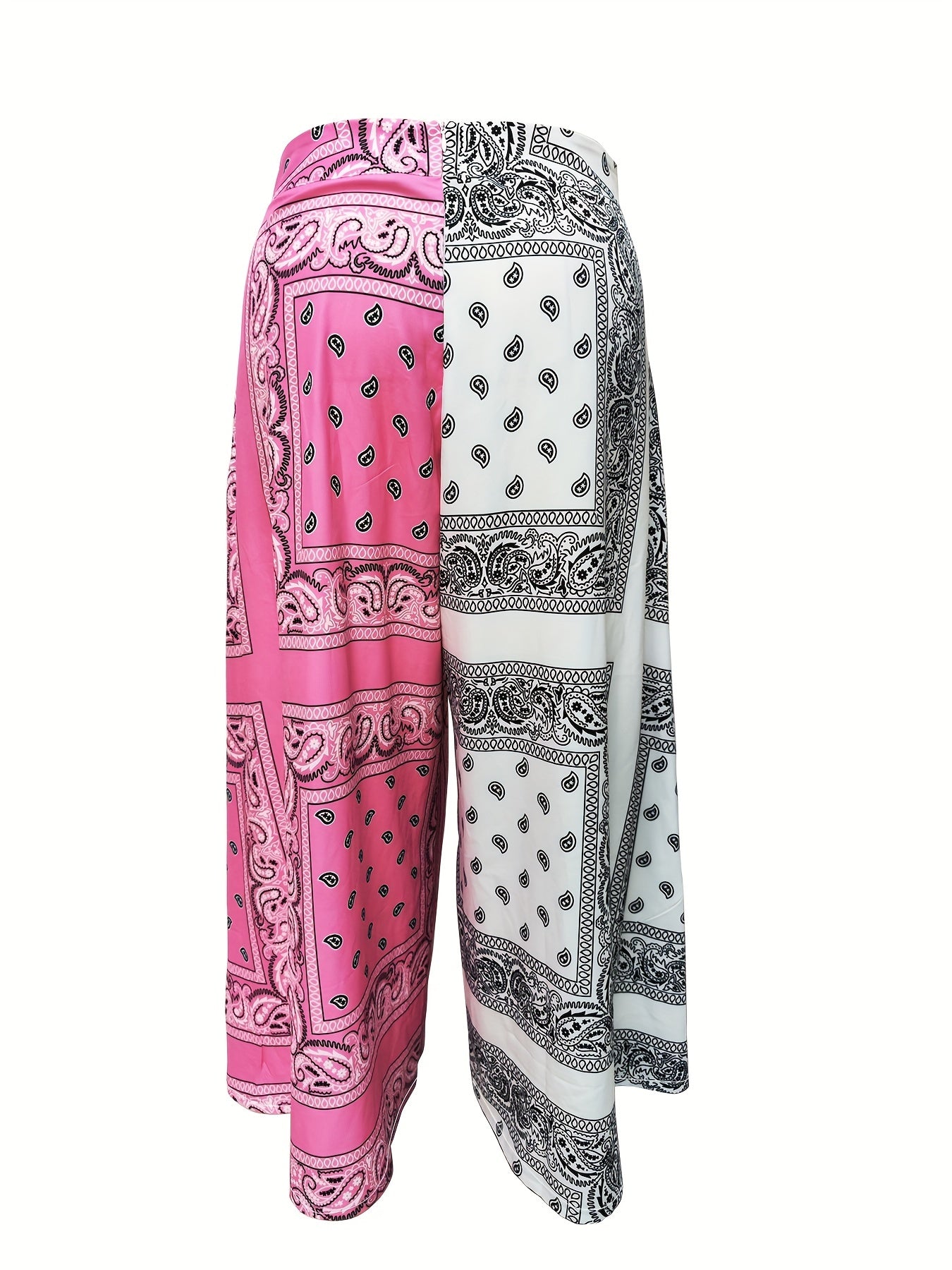  Boho Pants Women's Plus Scarf Print Wide Leg Trousers