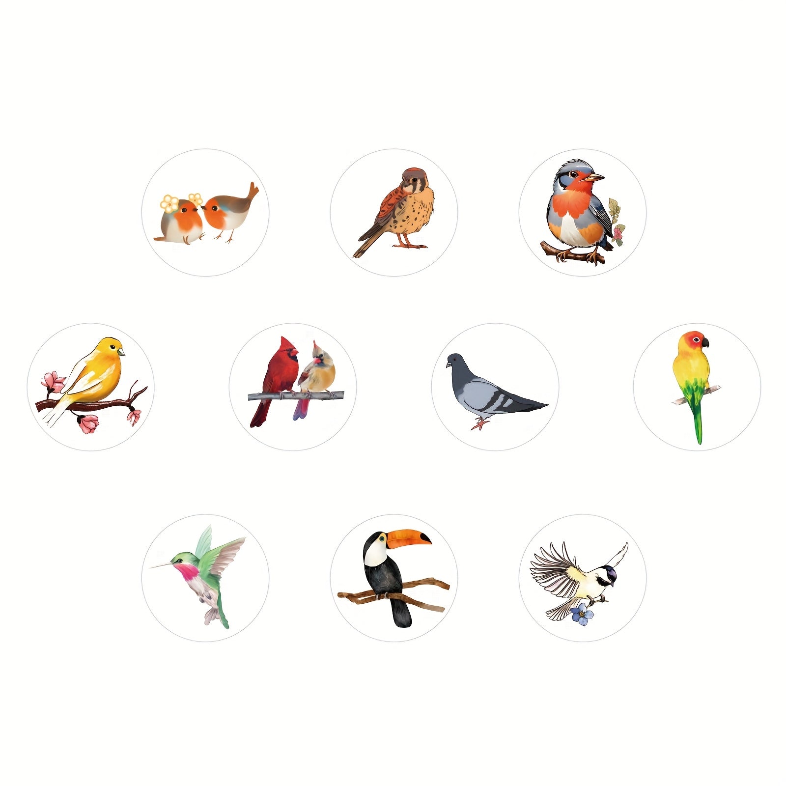 500pcs Cartoon Bird Vinyl Stickers Animal Themed Roll