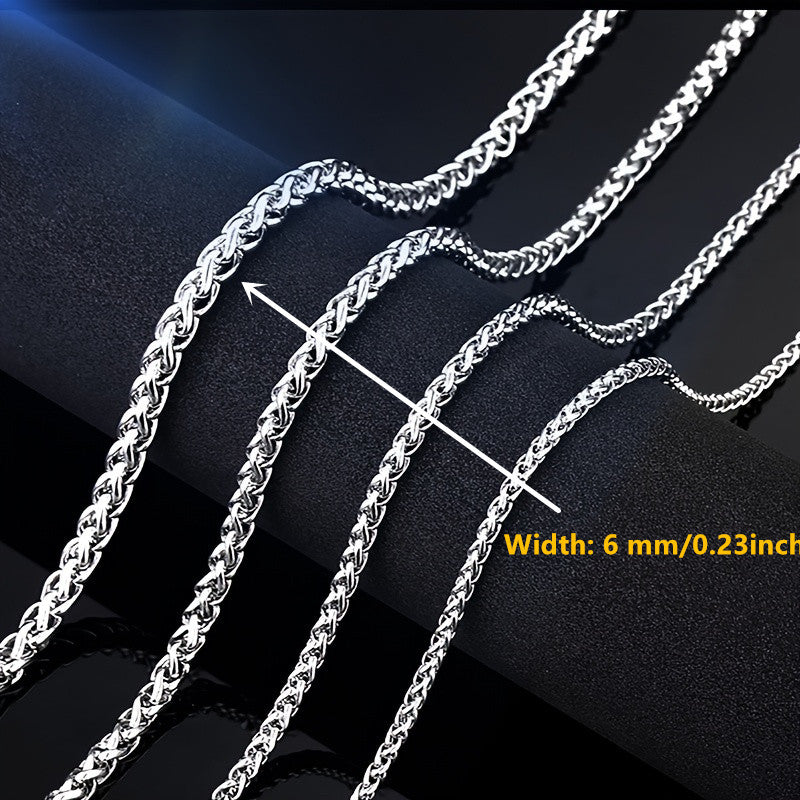 Men's Stainless Steel Cut Rope Chain Necklace Dragon Bone Necklace