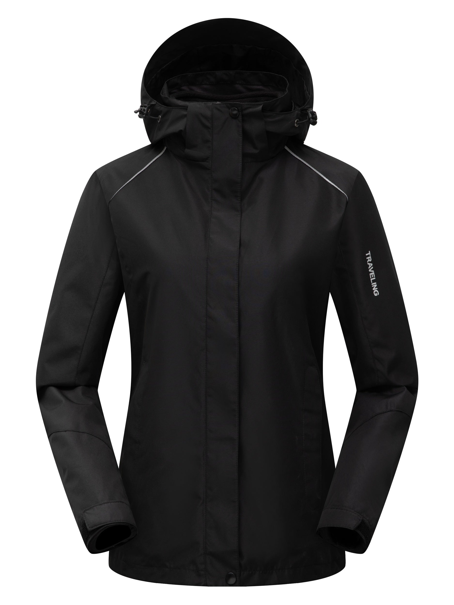 Women's 3 in 1 Hooded Jacket Set Waterproof Windproof Fleece for Outdoor