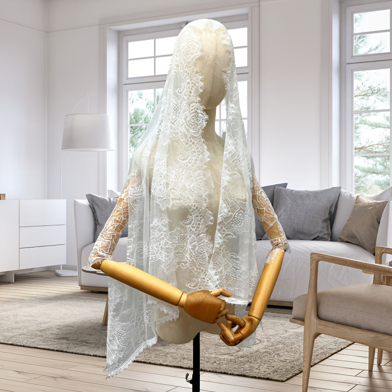 Baroque Bridal Lace Shawl & Wedding Veil Short Wrap Hand Wash