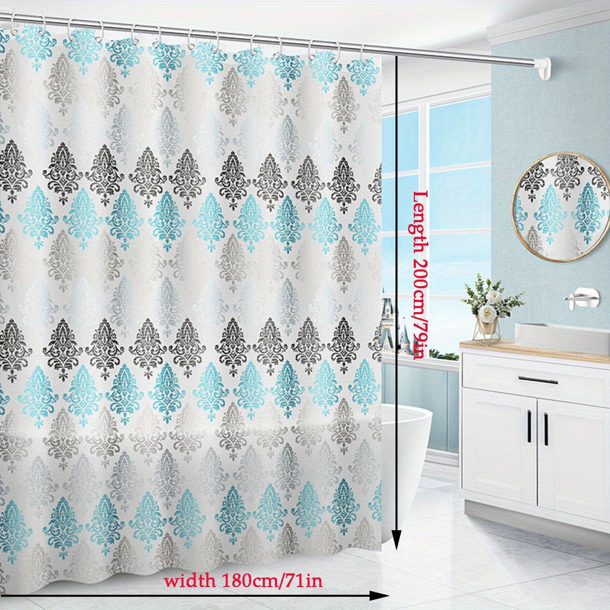 Waterproof European Shower Curtain with Metal Grommets
