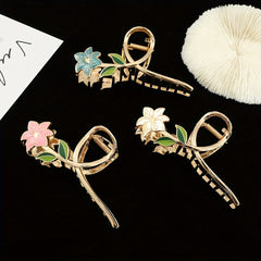 3pcs Flower Shape Metal Hair Claw Large Floral Shark Claw Non slip Hai...