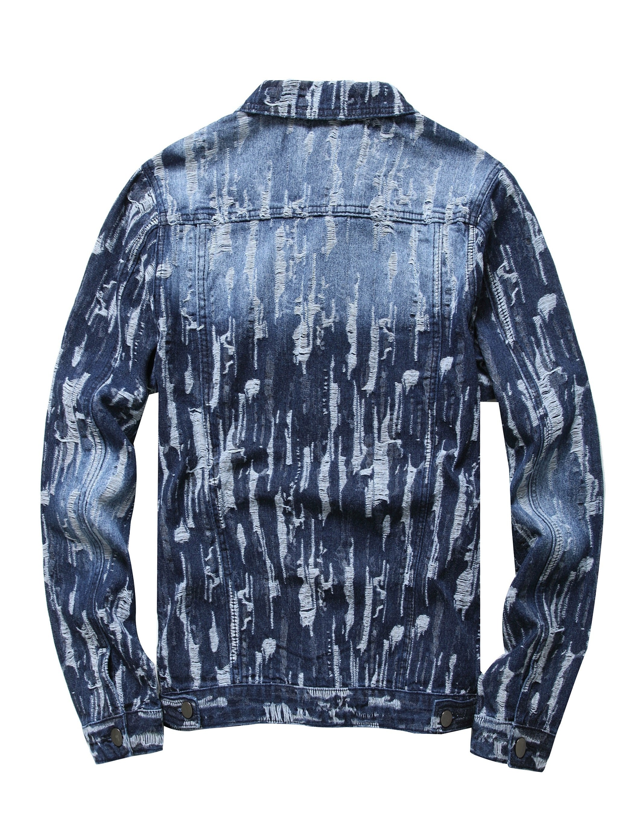 Men's Pattern Denim Jacket Turn-down Collar Chest Collar Jacket