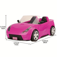 Convertible Car Vehicle For Dolls With Seatbelts Rolling Wheels