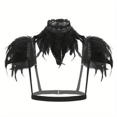 Punk Collar Shoulder Accessories Gothic Feather Belt Shawl Suit