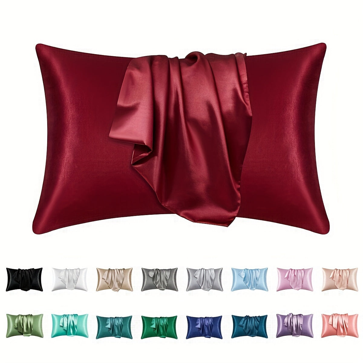 2pcs Satin Pillowcase Solid Pillow Covers - No Pillow Insert