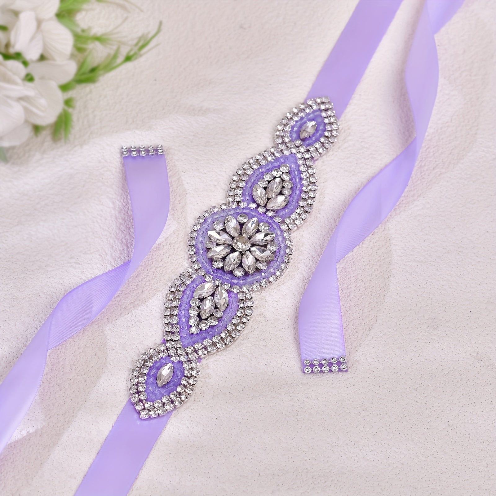 Purple Rhinestone Belt for Bridal Gowns & Evening Dresses